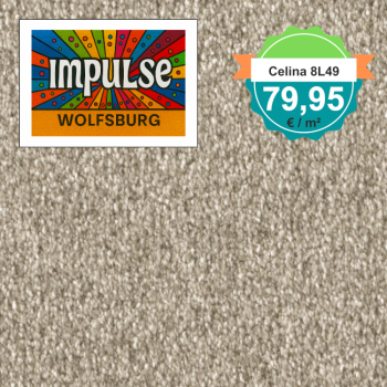 Teppich-Ausschnitt Vorwerk Celina 8L49 strand mit Preisschild 79,95 €/m²